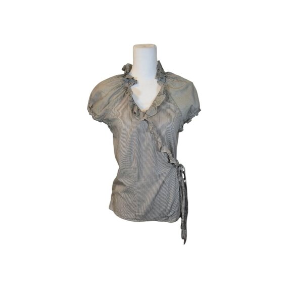 The Limited VTG Wrap Top Women Size Large Gray Semi Sheer Coquette Preppy Chic - Picture 1 of 10